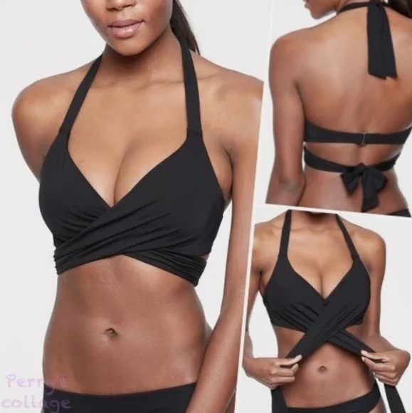 ATHLETA Bra Cup Wrap Bikini Top In Red. Size 32B/C - Picture 2 of 11